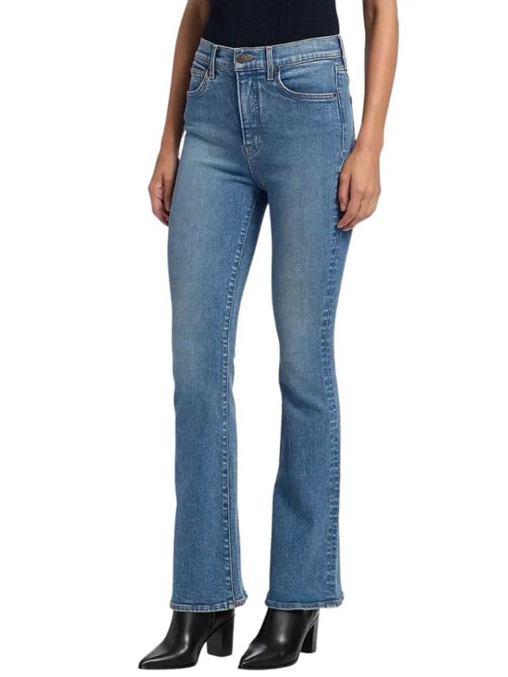 Veronica Beard Beverly Loafer High-Rise Skinny Flare Jeans Womens 32 Ripple Haze